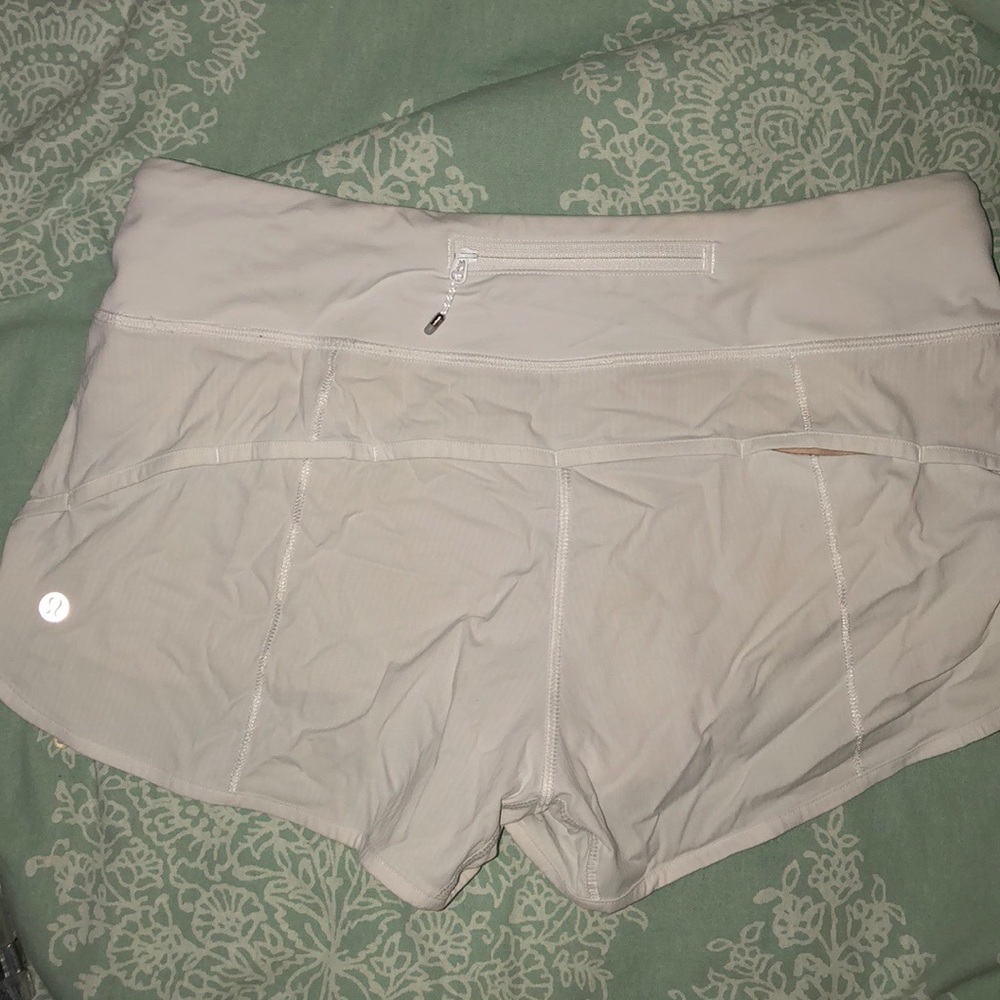 LULU white running shorts